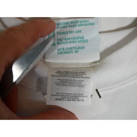 Vtg MC Energy Sportswear Sweatshirt Womens L White Embroidered USA Teddy Bear - Picture 5 of 11